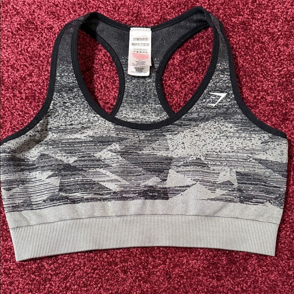 Gymshark Black & Gray Seamless Racerback Sports Bra size medium